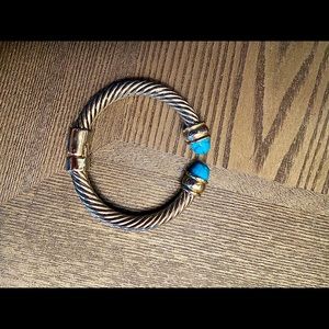 Braided Silver And Turquoise Clasp Bracelet